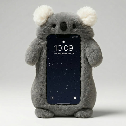 Fluffy Koala Plush iPhone Case | Soft Warm Fur Cover for iPhone 14, 15, 16 Series